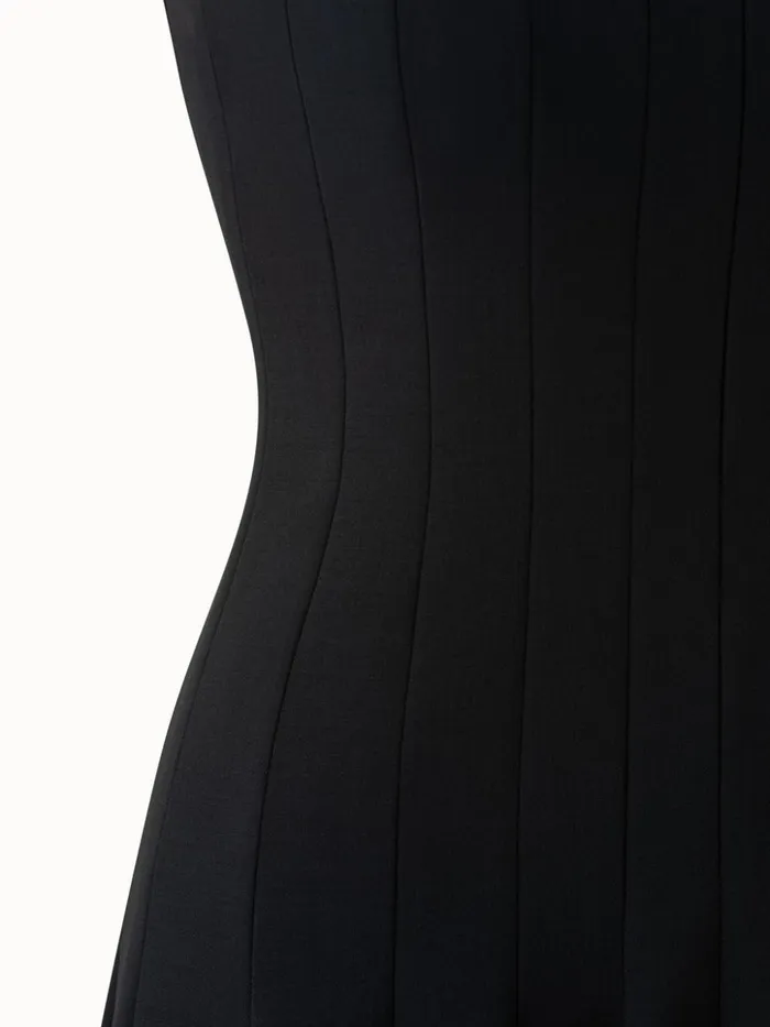 Wool DoubleFace Dress With Skaters Pleats Black Women Akris Dresses