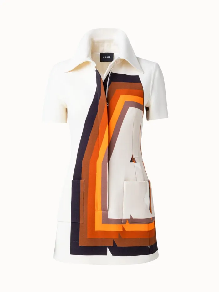 Wool DoubleFace Short Dress With Superimposed Letters Print Ecrumulticolor Women Akris Dresses