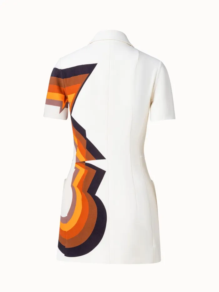 Wool DoubleFace Short Dress With Superimposed Letters Print Ecrumulticolor Women Akris Dresses