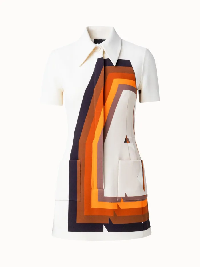 Wool DoubleFace Short Dress With Superimposed Letters Print Ecrumulticolor Women Akris Dresses