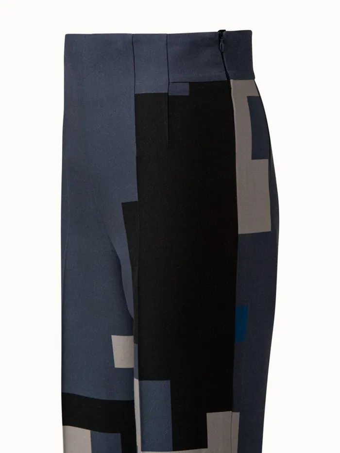 Wool DoubleFace Wide Pant With Novemberday Print Multicolor Women Akris Pants