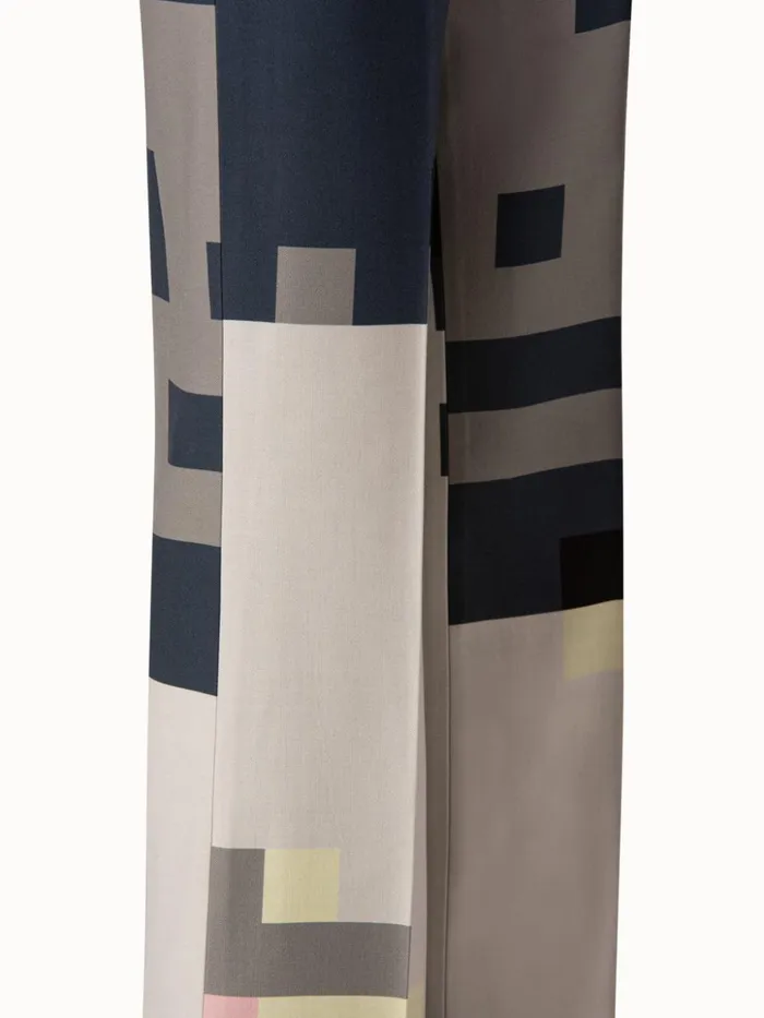 Wool DoubleFace Wide Pant With Novemberday Print Multicolor Women Akris Pants